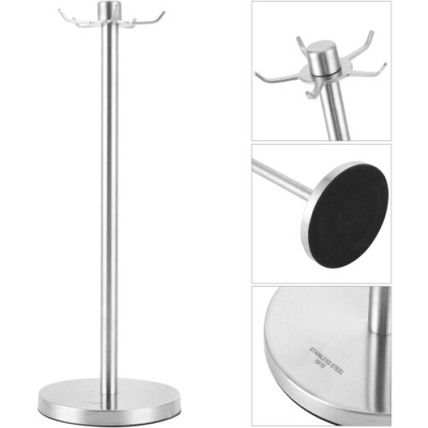 回転式食器ラック、キッチン用多機能収納オーガナイザー、食器、コーヒーマグ、タオル、鍵を収納、黒色